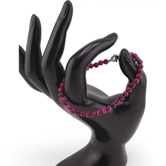 Bratara Ochi de tigru roz sfere 4mm, imagine 2