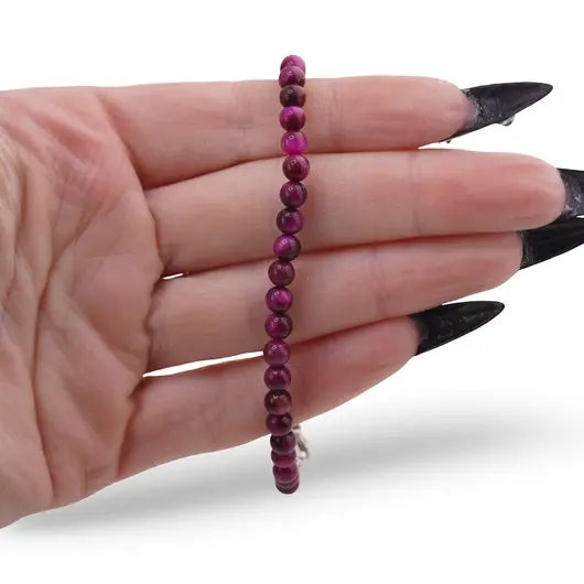 Bratara Ochi de tigru roz sfere 4mm, imagine 3