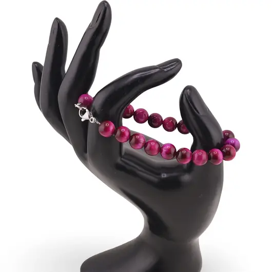 Bratara Ochi de tigru roz sfere 8mm, imagine 2