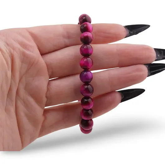 Bratara Ochi de tigru roz sfere 8mm, imagine 3