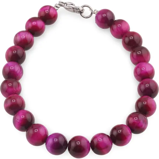 Bratara Ochi de tigru roz sfere 8mm