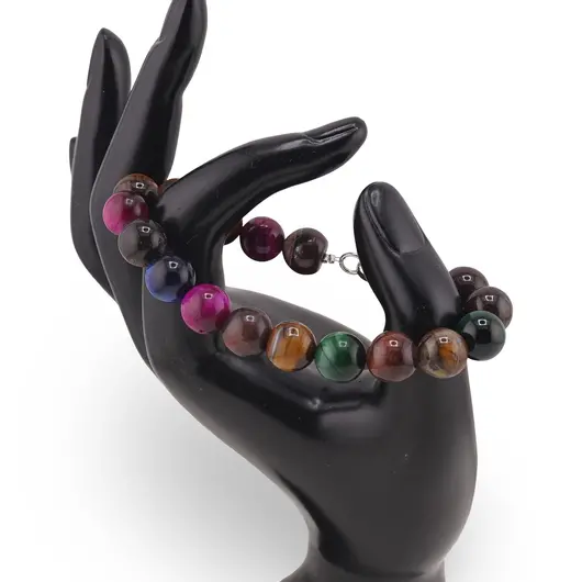 Bratara Ochi tigru multicolor sfere 10mm, imagine 2