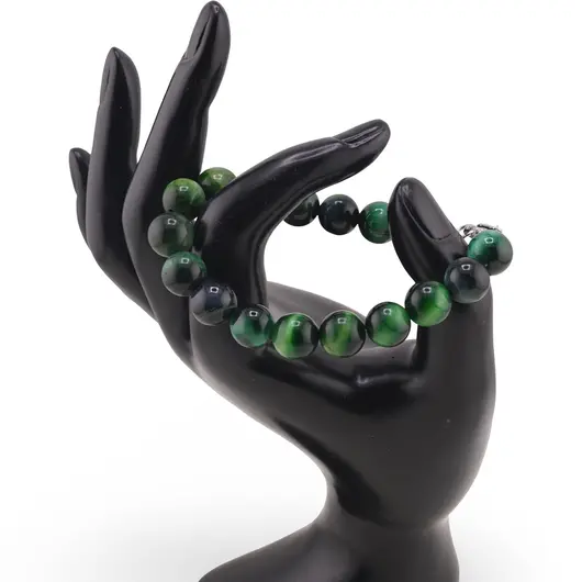 Bratara Ochi tigru verde sfere 10mm, imagine 2