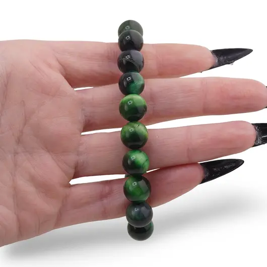 Bratara Ochi tigru verde sfere 10mm, imagine 3