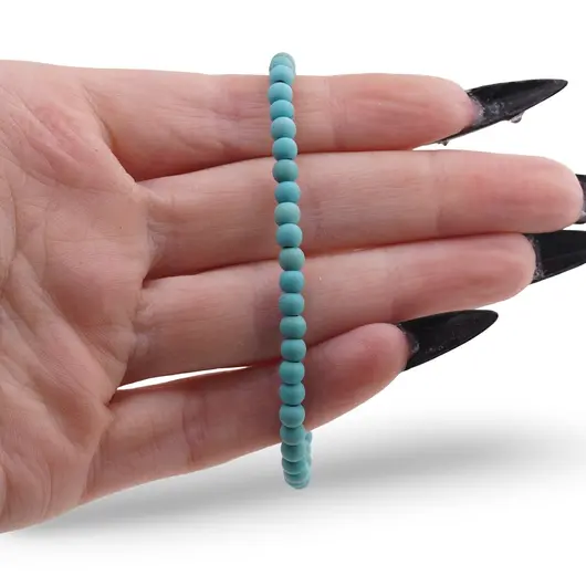 Bratara Turcoaz mat sfere 4mm, imagine 3