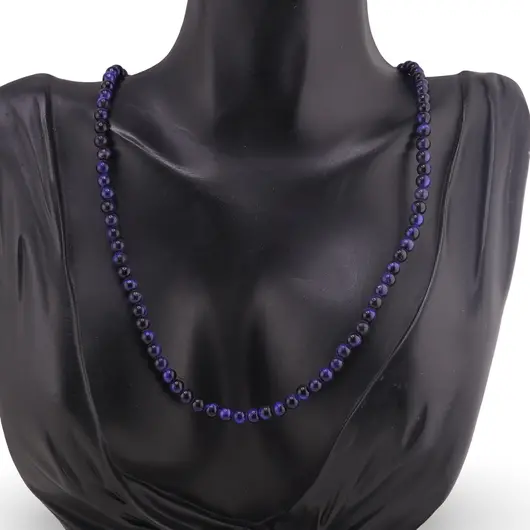 Colier Ochi de tigru albastru sfere 4mm, imagine 2