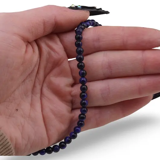 Colier Ochi de tigru albastru sfere 4mm, imagine 3