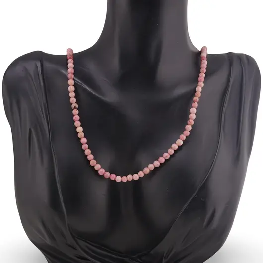 Colier Rodonit roz sfere 4mm, imagine 2