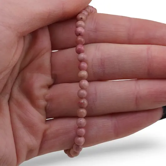 Colier Rodonit roz sfere 4mm, imagine 3