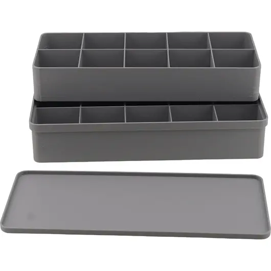 Cutie organizator / Suport pentru cristale dubla cu 20 compartimente, gri - 15cm