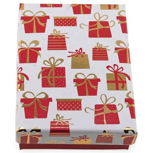 Cutie pentru cadou dreptunghiulara cu model festiv, 9,5x7cm