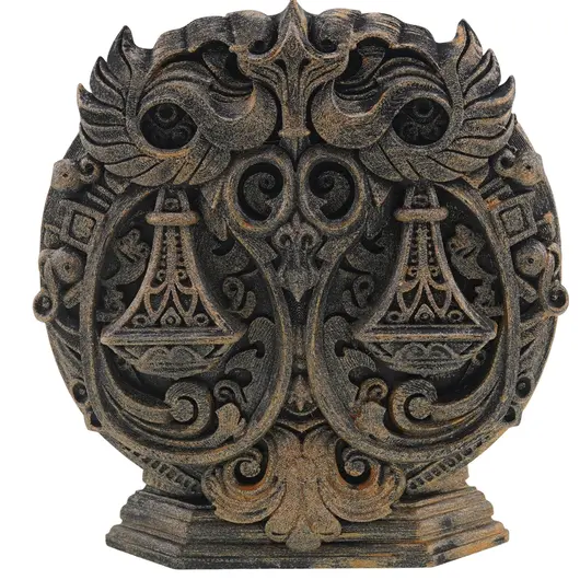 Decoratiune gravata zodia Balanta cu accente aurii, 13cm