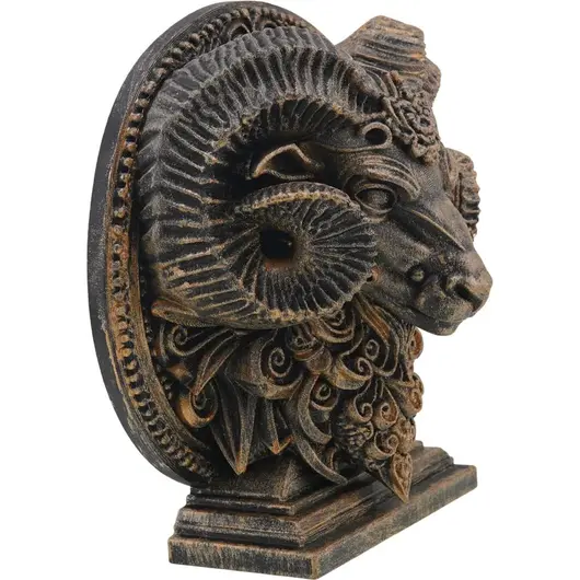 Decoratiune gravata zodia Berbec cu accente aurii, 13,5cm, imagine 2