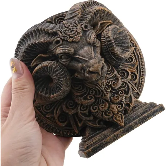 Decoratiune gravata zodia Berbec cu accente aurii, 13,5cm, imagine 4