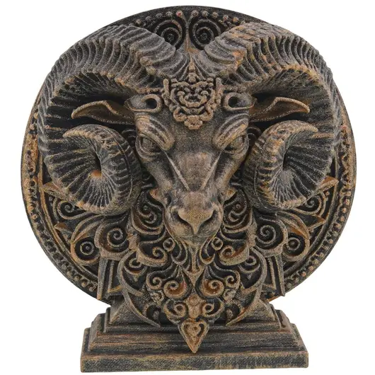 Decoratiune gravata zodia Berbec cu accente aurii, 13,5cm