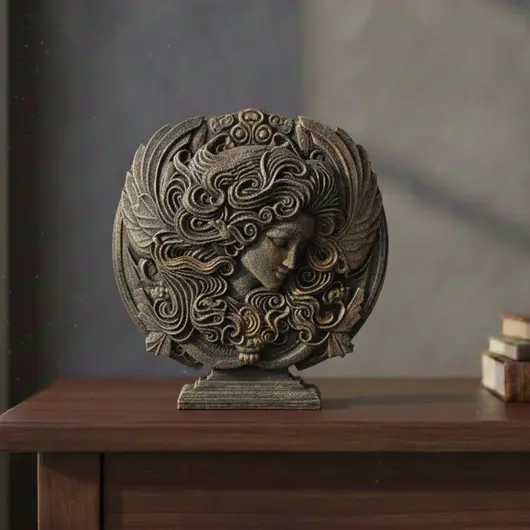 Decoratiune gravata zodia Fecioara cu accente aurii, 13,5cm, imagine 3