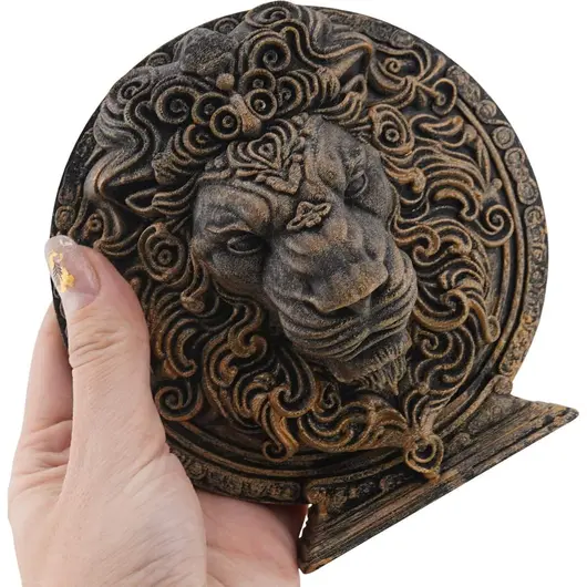 Decoratiune gravata zodia Leu cu accente aurii, 13,5cm, imagine 4