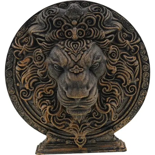 Decoratiune gravata zodia Leu cu accente aurii, 13,5cm