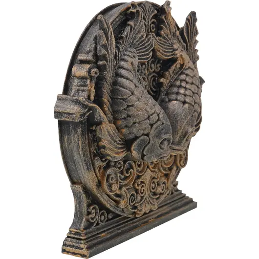 Decoratiune gravata zodia Pesti cu accente aurii, 13,5cm, imagine 2