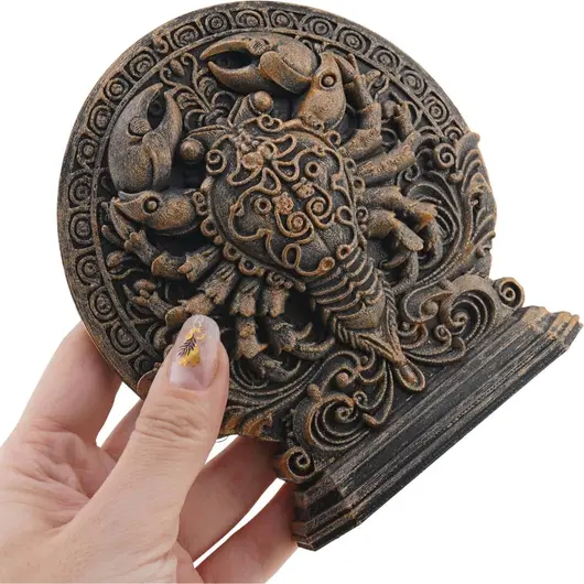 Decoratiune gravata zodia Rac cu accente aurii, 13,5cm, imagine 4