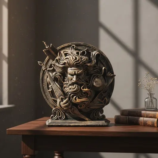 Decoratiune gravata zodia Sagetator cu accente aurii, 13cm, imagine 3