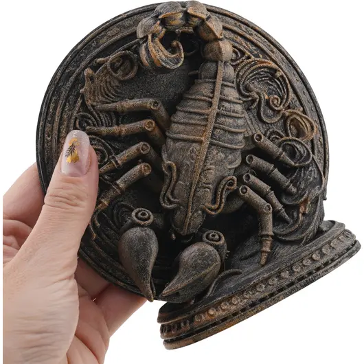Decoratiune gravata zodia Scorpion cu accente aurii, 13,5cm, imagine 4