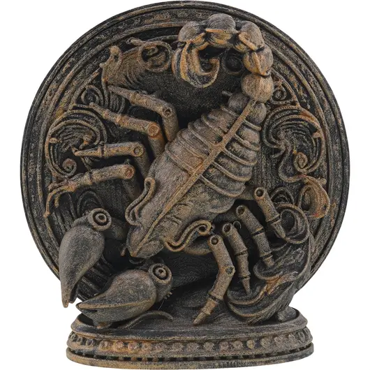 Decoratiune gravata zodia Scorpion cu accente aurii, 13,5cm