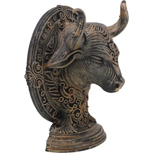 Decoratiune gravata zodia Taur cu accente aurii, 13,5cm, imagine 2