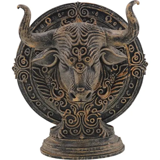 Decoratiune gravata zodia Taur cu accente aurii, 13,5cm