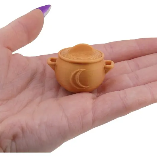 Decoratiune mini ceaun ritualic cu capac, galben - 2,5cm, imagine 3