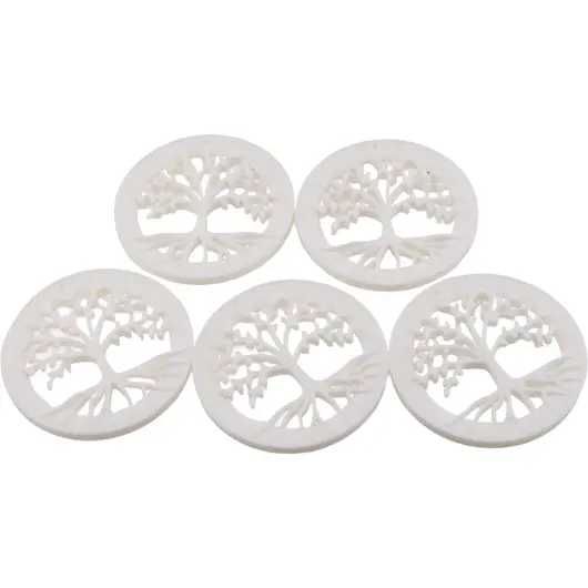 Decoratiune rotunda Copacul Vietii, model perforat alb - 7,5cm, imagine 2