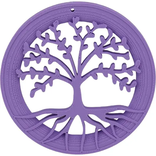 Decoratiune rotunda Copacul Vietii, model perforat mov - 7,5cm