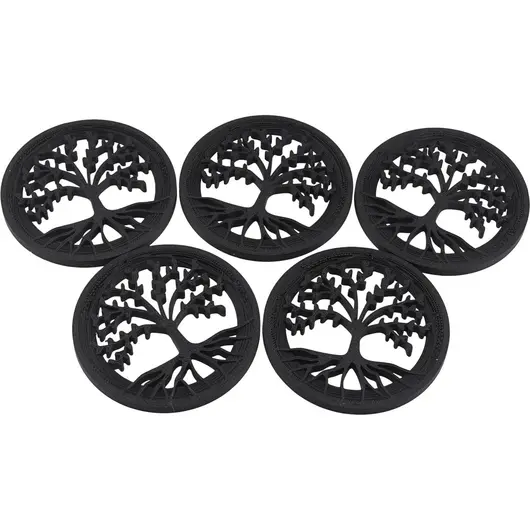 Decoratiune rotunda Copacul Vietii, model perforat negru - 7,5cm, imagine 2