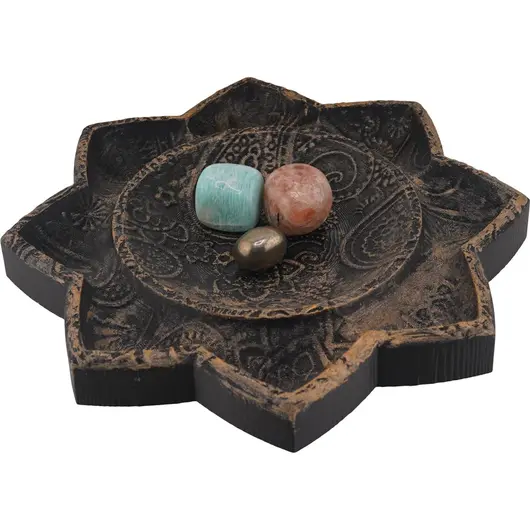 Decoratiune / Suport pentru cristale, model floare de lotus antichizata manual - 21cm, imagine 2