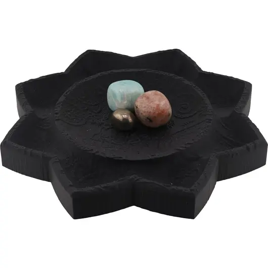 Decoratiune / Suport pentru cristale, model floare de lotus negru - 21cm, imagine 2