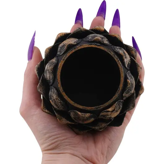 Decoratiune / Suport pentru cristale, model floare de lotus, negru antichizat manual - 4,5cm, imagine 3