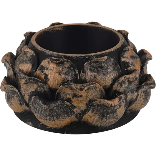 Decoratiune / Suport pentru cristale, model floare de lotus, negru antichizat manual - 4,5cm