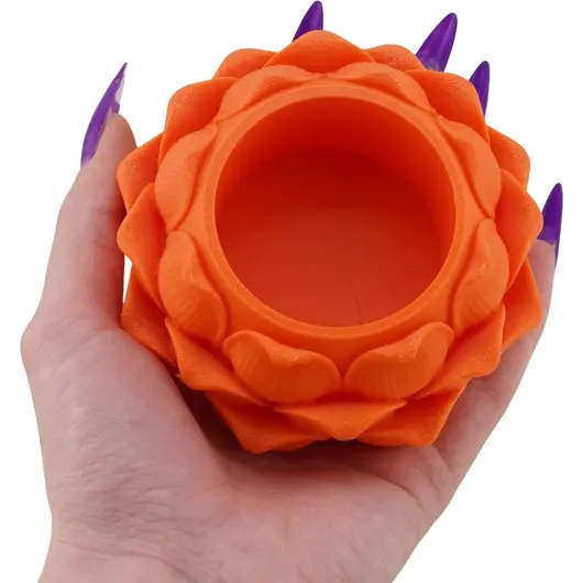 Decoratiune / Suport pentru cristale, model floare de lotus, portocaliu - 4,5cm, imagine 3