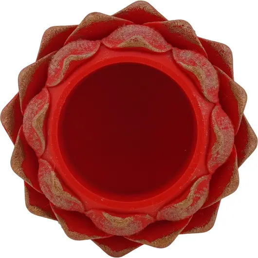 Decoratiune / Suport pentru cristale, model floare de lotus, rosu cu accente aurii - 4,5cm, imagine 2