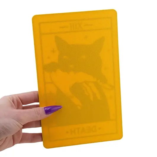 Decoratiune tip carte de tarot DEATH, 20cm - galben cu negru, imagine 2