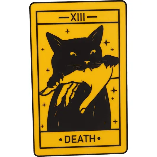 Decoratiune tip carte de tarot DEATH, 20cm - galben cu negru