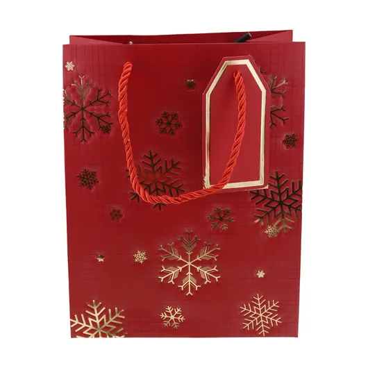 Punga pentru cadou dreptunghiulara rosie cu diverse modele, 23x18cm, imagine 3