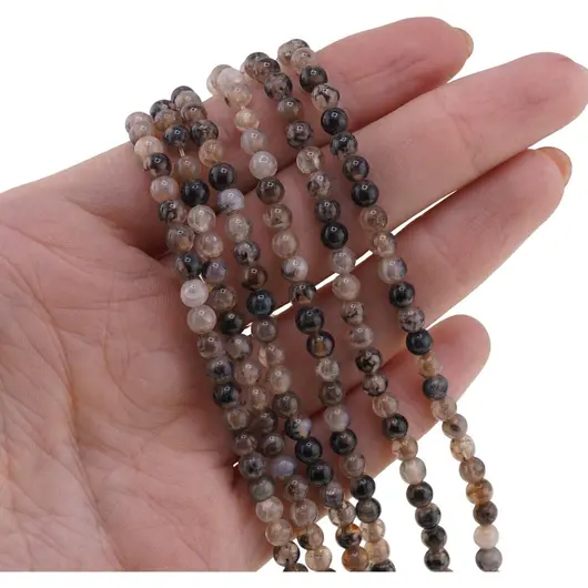 Sirag Agat dragon veins sfere 4mm, 38-39cm, imagine 3