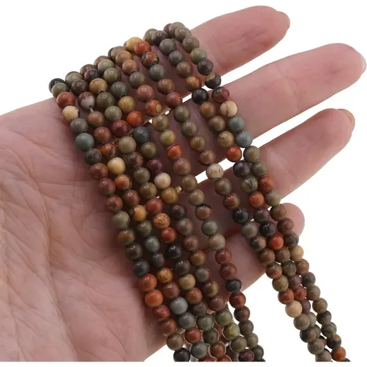 Sirag Jasp Oceanic sfere 4-5mm, 38cm, imagine 3