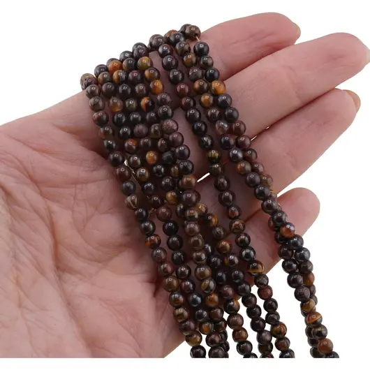 Sirag Mix Ochi de tigru si Ochi de taur sfere 4mm, 37-38cm, imagine 3