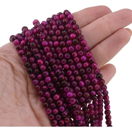 Sirag Ochi de tigru roz sfere 4-5mm, 37-38cm, imagine 3