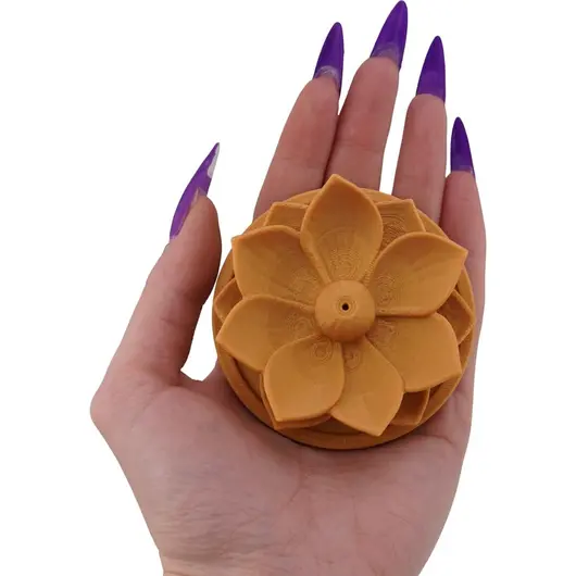 Suport aromaterapie pentru ardere betisoare parfumate, model floare de lotus auriu - 2,5cm, imagine 3