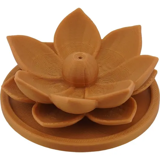 Suport aromaterapie pentru ardere betisoare parfumate, model floare de lotus auriu - 2,5cm