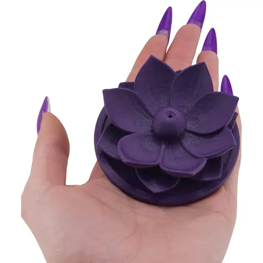 Suport aromaterapie pentru ardere betisoare parfumate, model floare de lotus mov - 2,5cm, imagine 3