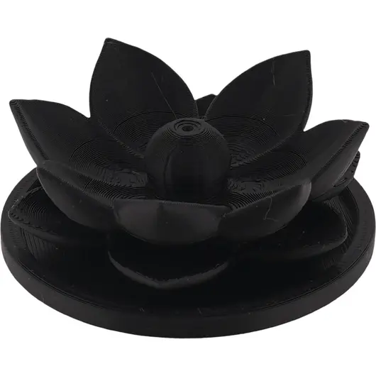 Suport aromaterapie pentru ardere betisoare parfumate, model floare de lotus negru - 2,5cm